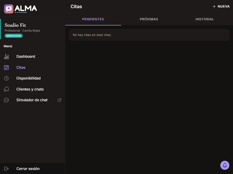 Captura de Agenda de citas en computador