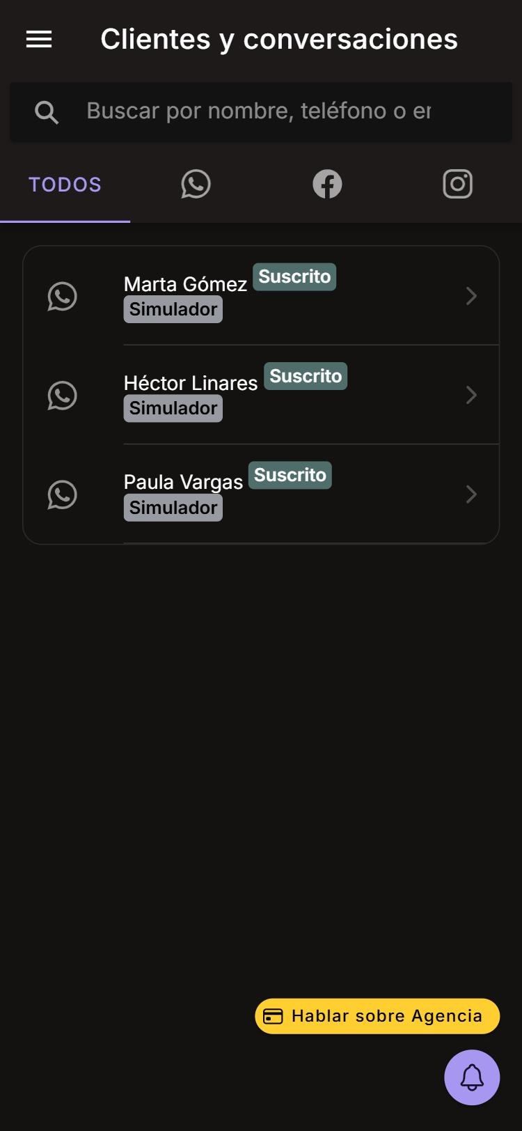 Captura de Clientes y conversaciones en celular