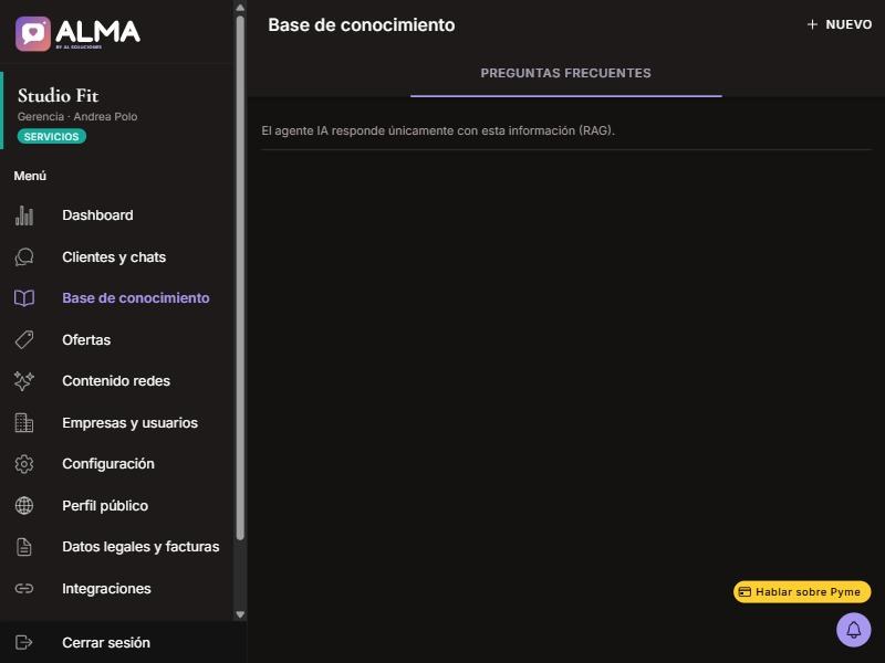 Captura de Base de conocimiento en computador