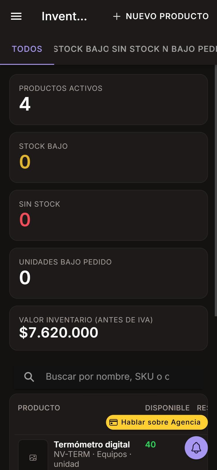 Captura de Inventario de una farmacia naturista en celular