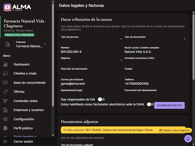 Captura de Datos tributarios y documentos en computador